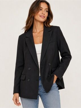 Style List by Micaela Black Double Breasted Blazer Jacket Small NWT
